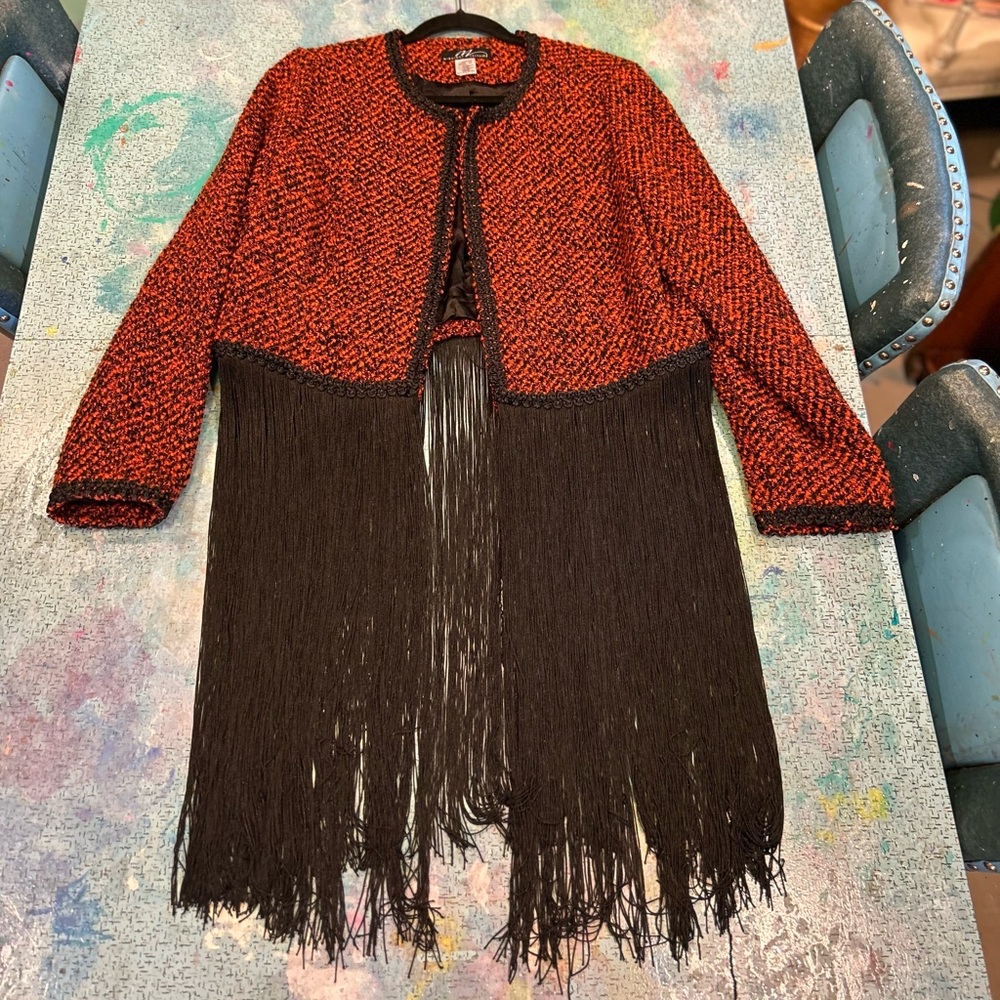 Long Fringed Tweed Jacket